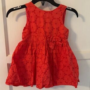 Genuine Kids from OshKosh Orange Eyelet Sleeveless Baby Dress with Bow